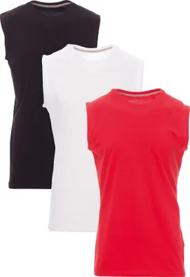 Produktbild von Mivaro Herren Tank Top 3er Pack aus Baumwolle in Schwarz/Weiß/Rot- ärmelloses Basic Shirt mit Rundhals, Regular Fit, Größen S bis XXL