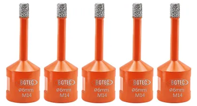 Obrázek produktu pro Sada diamantových vrtáků, 5 kusů, 6 mm, pro dlaždice, s závitem M14