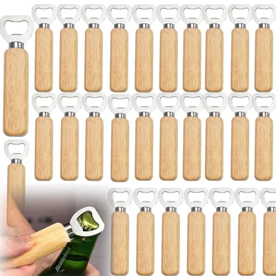 Productafbeelding van Houten flesopeners om te graveren of te beschilderen - set van 29 stuks