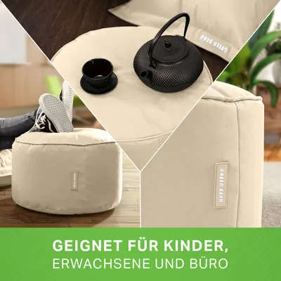 Produktbild von Green Bean® Sitzsack-Hocker "Stay" 45x25cm mit EPS-Perlen Füllung - Fußhocker Sitz-Pouf für Sitzsäcke - Fußablage Sitzkissen Sitzhocker Beige