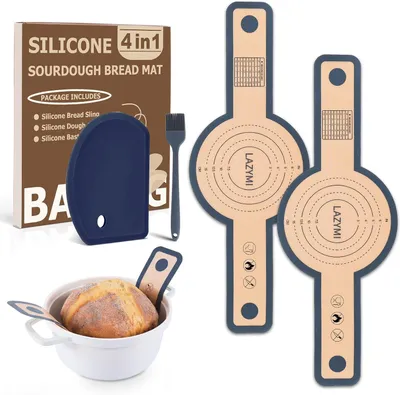 Imagen del producto de Alfombrilla de silicona para pan de masa madre, reutilizable, para horno holandés. Juego de 2 unidades