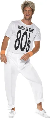 Produktbild von Smiffys - " 80s" Kostüm - Herren/Damen Uni SM925 (M Regulär) (Weiß/Schwarz)