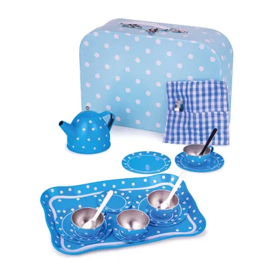 Image de Bigjigs Toys Service à thé bleu à pois