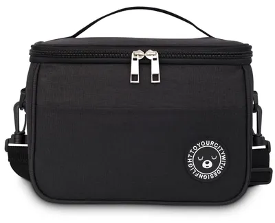 Isolierte Lunchtasche 6,4 L, Kühltasche mit Schultergurt, schwarz