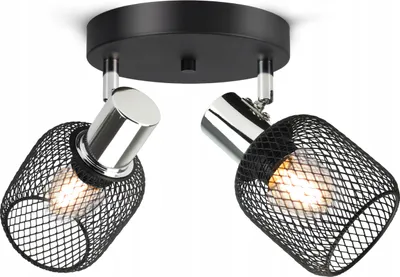 Produktbild von LUXOLAR -  Deckenleuchte mit Netz 2 flammig Loft Schwarz Metall  E27 60 W - Deckenlampe für Wohnzimmer, Küchen - Loft Design