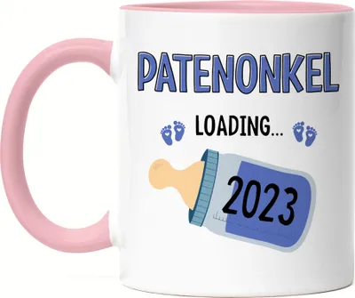 Produktbild von Patenonkel Loading 2023 Tasse Rosa Geschenk Werdende Patenonkel Babynews mit Ladebalken Schwangerschaft Geschenkidee