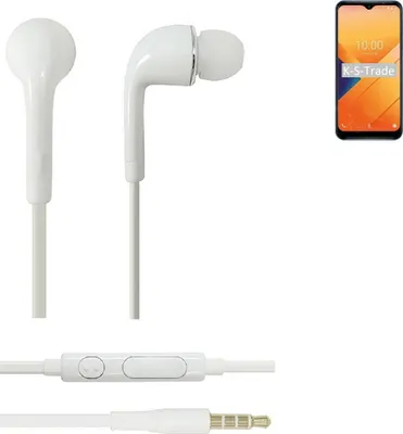 Produktbild von K-S-Trade Kopfhörer Headset kompatibel mit Wiko Y81 mit Mikrofon u Lautstärkeregler weiß 3,5mm Klinke Kabel Headphones Ohrstöpsel Ohrstecker