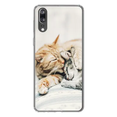 Produktbild von MuchoWow® Handyhülle Schutzhülle Hülle für Huawei P20 Katzen - Sofa - Wohnzimmer Silikon Softcase Handy Hülle - Hardcover