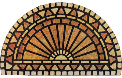 Fußmatte 45x76 cm, Anti-Rutsch, Gummi, Außenbereich, halbrund, braun