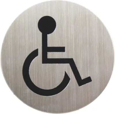 Produktbild von Edelstahl Türschild Behinderten Bereich 75 mm Hinweisschild Piktogramm