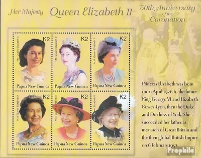 Produktbild von Briefmarken Papua-Neuguinea 2003 Mi 982-987 Kleinbogen postfrisch Elisabeth II.