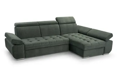 Produktbild von BEAUTYSOFA Ecksofa mit Schlaffunktion BIANCA, Ottomane Rechts, L-Form, Farbe: Grün (Vogue11)