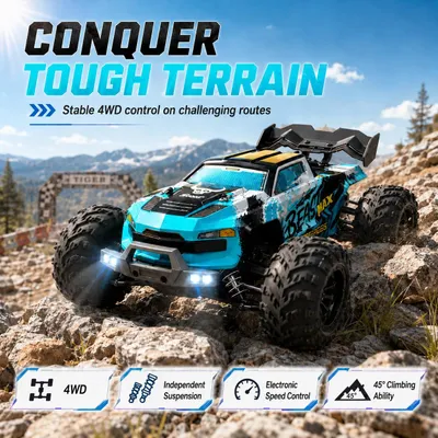 Produktbild von Ferngesteuertes Geländefahrzeug - 116MAX RC-Monstertruck - 4WD-Allradantrieb - Bürstenloser Motor - 80 km/h - LED-Beleuchtung - 1 Akku