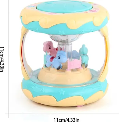Produktbild von Baby-Trommelinstrument, Musikspielzeug, Karussell-Handspielzeug mit Licht, frühpädagogisch für Babys