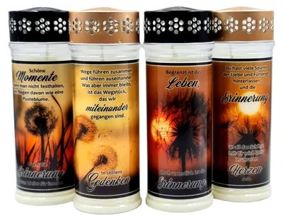 Produktbild von 4er SET Premium 7 Tage Design Grablicht "PUSTEBLUME"