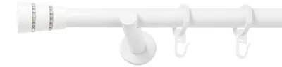 Produktbild von SN Deco Gardinenstange Rennes, 19 mm, 1-läufig, Stahl, Komplett-Set mit Ringen, Auflageträger, 400 cm, weiß