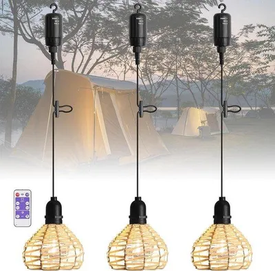 Image de Lot de 3 suspensions étanches à intensité variable, fonctionnant sur piles, pour le jardin et le camping