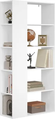 Produktbild von Eugad Bücherregal Büro Standregal Weiß E1-Holzwerkstoff Melaminfurnier 163x80x30cm Anti-Kipp-Vorrichtungen EVA-Fußpads