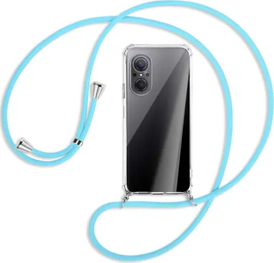 Produktbild von Handykette Backcover-Schutzhülle mit Band (Metall silberfarben) für Huawei nova 9 SE - himmelblau