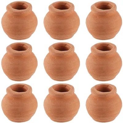 Immagine prodotto di 1. Set di 10 mini vasi in argilla, dimensioni 16,5 x 18,8 mm, ideali per la decorazione