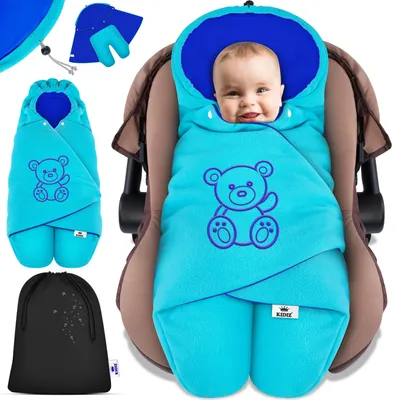 Produktbild von KIDIZ® Baby Einschlagdecke Babyschale Winter Herbst Babydecke mit Kapuze & Tasche Universal Fußsack kompatibel mit Maxi-Cosi, Römer, Buggy, Kinderwagen & Autositz isolierend gegen Wind, Nässe & Kälte