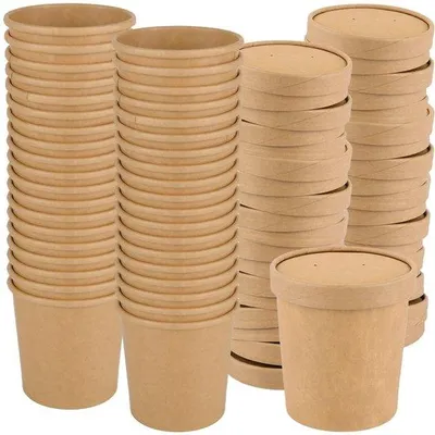 Produktbild von Isolierende Karton-Becher-Set 480 ml, 50 Stück, Wegwerf, Kraftpapier