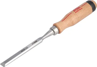 Produktbild von STUBAI Stechbeitel mit Holzgriff aus Rotbuche, Ø 12 mm, Stemmeisen zur präzisen Bearbeitung von Holz hochwertiges Werkzeug für Schreiner Tischler Heimwerker