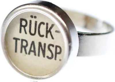 Produktbild von Ring Schreibmaschinentaste Miniblings Vintage Taste Upcycling Weiß Rücktransport