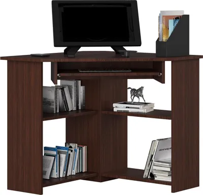 Produktbild von Eckschreibtisch 80x80 cm Computertisch mit Tastaturauszug Ecklösung Matt 74 cm hoch