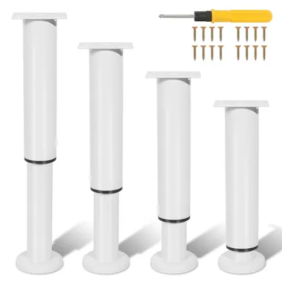 Image de Pieds de table réglables, blancs, de 18 à 30 cm, lot de 8