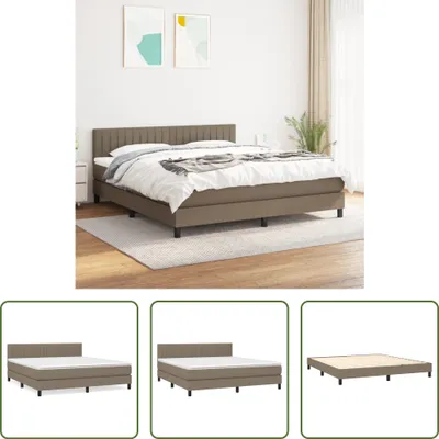 Produktbild von The Living Store Boxspringbett mit Matratze Taupe 180x200 cm Stoff