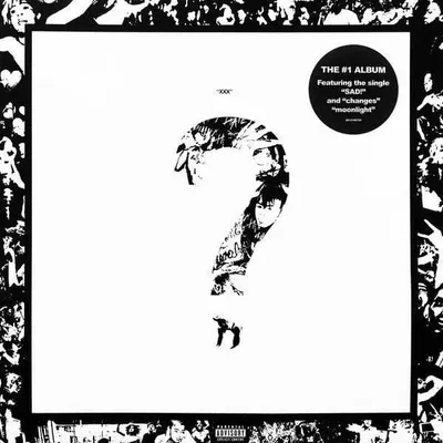 Album cover art for XXXTentacion's album "?". The cover features a large question mark made of collaged images of people, with text overlays.