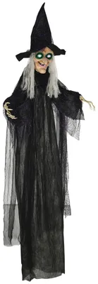 Produktbild von HOMCOM 183cm Halloween Dekoration Halloween-Hexe mit LED-Lichter, Soundfunktion