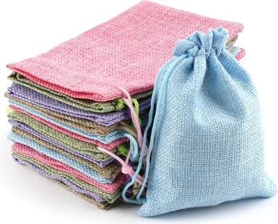 Produktbild von Jutesäckchen mit Kordelzug Bunte, 11 Stück Säckchen, 10 x 14 cm Wiederverwendbare Stoffbeutel Klein für Schmuck Tee Kaffee Gewürze Süßigkeiten Basteln