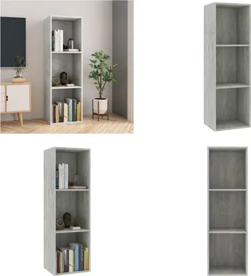 Produktbild von vidaXL Bücherregal/TV Schrank Betongrau 36x30x114 cm Holzwerkstoff - Bücherschrank - Bücherschränke - Bücherregal - Bücherregale