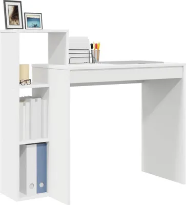 Produktbild von "2026 Aktion"Schreibtisch/Büro-Möbel - CLORIS - Computertisch moderner - mit Regal Weiß 100 x 40 x 90 cm Holzwerkstoff - NeuMöbel2084786