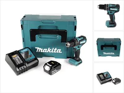 Produktbild von Makita DHP 485 RT1J 18 V Li-Ion Akku Schlagbohrschrauber im Makpac + 1 x 5,0 Ah Akku + Ladegerät