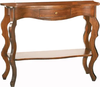 Immagine prodotto di Milani Home - consolle in legno massello 104 x 35 x 85 cm, tinta noce, con cassetto e mensola
