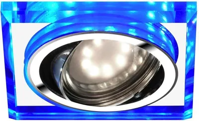 Obrázok produktu pre Stropné LED podhľadové svetlo GLIMER - 1xGU10, 50W + LED 2,1W, modré svetlo, okrúhle, chrómované