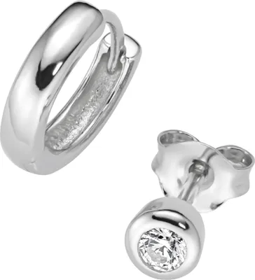 Produktbild von Schmuckset Smart Jewel Ohrstecker und Klappcreole, Silber 925 Silber Onesize