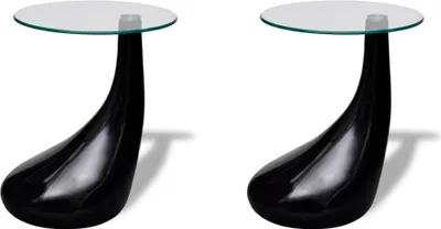 Produktbild von vidaXL Couchtische 2 Stk. mit Runder Glasplatte Hochglanz Schwarz