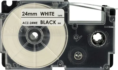 Produktbild von vhbw Schriftband-Kassette kompatibel mit Casio KL-8200, KL-8100, KL-200E, KL-7400, KL-820, CW-L300 Etiketten-Drucker 8m x 24mm Schwarz auf Weiß