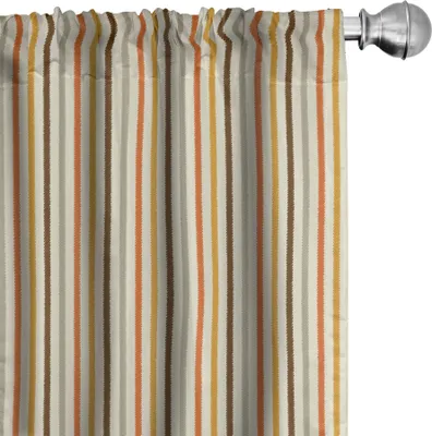 Produktbild von ABAKUHAUS Jahrgang Vorhänge, Gardinen, Retro nostalgische 60er Jahre 70er Jahre Mode Streifen vertikale Muster Vintage, 2 Stück 75 x 225 cm, Senf orange