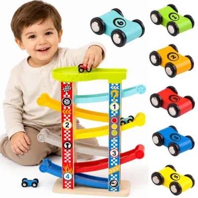 Produktbild von Tooky Toy Bunte Rutschbahn für Autos