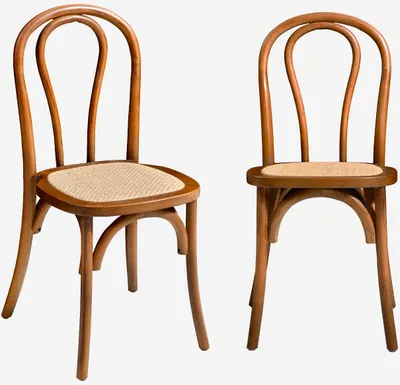 Immagine prodotto di Set 2 sedie vintage in legno e rattan, Noce