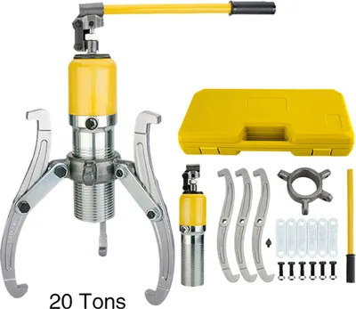 Zdjęcie produktu dla Ściągacz hydrauliczny 20T 3 szczęki Ściągacz hydrauliczny do piast kół Ściągacz do łożysk Ściągacz do piast Zestaw narzędzi garażowych do piast Kołnierze Koła zębate Łożyska