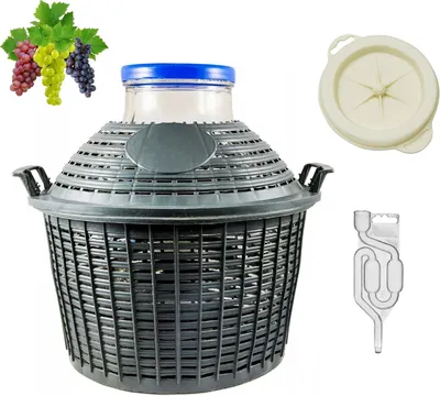 Produktbild von 10L Weinballon mit weitem Hals Glasballon Weithalsballon Gärballon, Gärbehälter Gummikappe+ Gärröhrchen