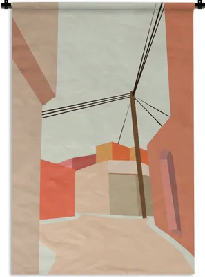 Produktbild von MuchoWow® Wandteppich Wandbehang Stromkabel - Haus - Sommer 120x180 cm Tapisserie Dekoration Wandtuch - Schlafzimmer - Dekorationen für das Haus