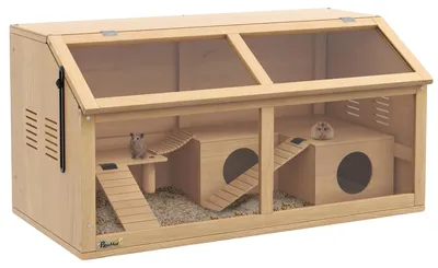 Produktbild von Hamsterkäfig, Fichtenholz, 76 cm L x 46 cm B x 64 cm H, Geeignet für Syrische Hamster, Geräumige Anordnung, Robuste Konstruktion