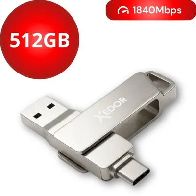 Produktbild von Xedor Blaze - USB-Stick - 512 GB - 1840 Mbit/s - USB-C und USB-A - iPhone und Android